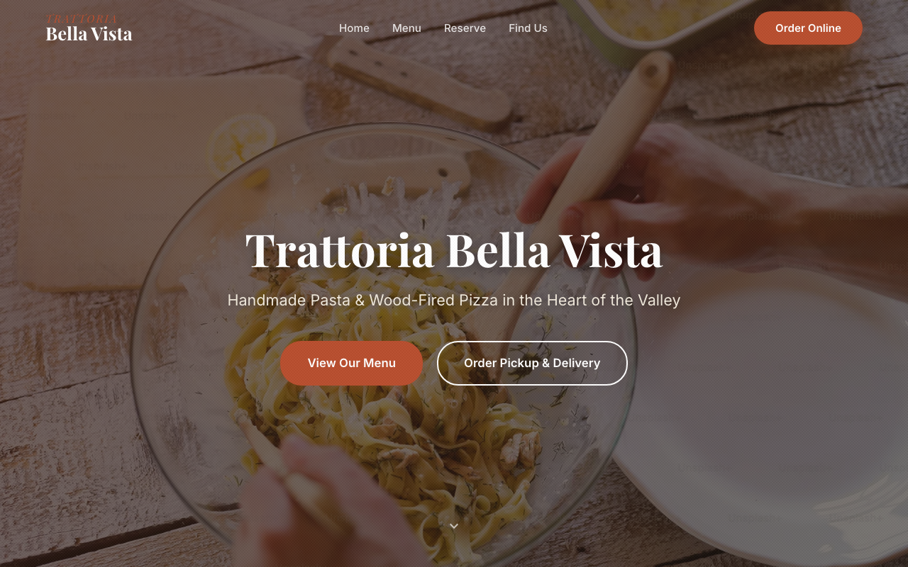Trattoria Bella Vista Live Demo Preview